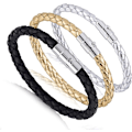 Miniatyrbillede 2 af 5: Par Armbånd, Mode Læder Reb Flettet Spænde Armbånd Bangle Wrap Smykker Gave