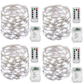Miniatyrbild 1 av 5: Ljusslinga med batteri, [set om 4] 10m 100 LED-lampor Timerfunktion