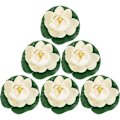 Miniatyrbild 2 av 2: 6 st Lotus Dekorationer Flytande Dekor Damm Falsk Lotus Blomma Hantverk Simulering Lotus Blomma Dekor Lotus Dekor（5X10CM，Ljusgul）