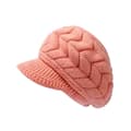 Retro vinterstickad mössa för kvinnor, modern skidmössa med solskärm Pink