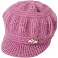 Miniatyrbillede 4 af 5: Baret Huer til Kvinder Blød Varm Hæklet Strikkede Baretter Atumn Vinter Hue Hue Mode Strikkede Kalot Elegant Græskar Hat（One Size，Lilla 2）