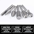 Miniatyrbild 3 av 4: Paket med 6 Dubbelskurna Tungsten Rotationsfräsar 6mm Tungstenaxel Filning/Gravering/Slipning Bits för Rotationsverktyg
