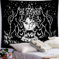 Miniatyrbild 4 av 5: Väggdekor 200x150cm Katt Gobeläng Väggbonad Mystisk Spådom Häxkonst Baphomet Ockult Hem Svart Vägg Gobeläng För Sovrum