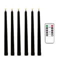 6 Pcs Flameless Black Taper Candles with Flicker, 10-Key Remote Control with Timer, Battery Operated LEDs