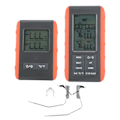 Miniatyrbilde 1 av 8: Kjøtttermometer med dobbel probe digital HTN-skjerm temperaturalarm trådløst BBQ grilltermometer for matlaging