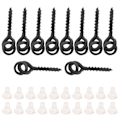 Miniatyrbillede 1 af 8: 10 stk. agnskruer med 20 stk. ovale ringe Carp Rig Ring Stops Karpefiskegrej Krogskrue Hvid