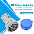 Miniatyrbillede 3 af 8: Rund LED Signallampe AC Digital Display Voltmeter Indikator (blå)