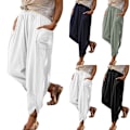 Miniatyrbild 2 av 3: Womens Plus Size Byxor Sommar Casual Oose Byxor Yoga Byxor white L