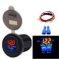 Miniatyrbilde 2 av 8: USB-lader for bil med spenningsvisning Voltmeter Kjøretøy Strøm IP66 Vanntett 2.1ARød DC12-24V
