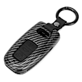 Miniatyrbillede 3 af 8: Sort Carbon Fiber Stil Fjernbetjenings Nøglehus Etui Cover Passer til A6 Q5 A5 A7