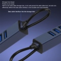 Miniatyrbilde 6 av 7: 4 i 1 USB C Hub RJ45 Gigabit Ethernet Port 3 USB Porter USB C til Ethernet Adapter med Oppbevaringshull for Bærbare Datamaskiner Nettbrett