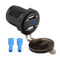 Miniatyrbilde 1 av 8: 3.1A Dobbel USB Bil Lader Strømadapter med Voltmeter DC 12V (Blå)