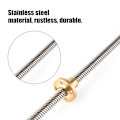 Miniatyrbilde 5 av 8: T8 8mm Trapesformet Gjenget Stang Ledeskrue i Rustfritt Stål &amp; Messingmutter for 3D-skriver 330mm