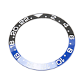 Miniatyrbild 8 av 8: 38mm Diameter Svart Blå Klocka Bezel Insats Basring Vit Karaktär Keramisk GMT Armbandsur Bezel Insats Ring