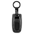 Miniatyrbillede 2 af 8: Sort Carbon Fiber Stil Fjernbetjenings Nøglehus Etui Cover Passer til A6 Q5 A5 A7