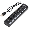 Miniatyrbillede 5 af 8: 7-Port Hub USB Docking Station Sort 480mbps med Switch til Overbelastningsstrømsbeskyttelse 7 Porte Sort