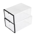 Miniatyrbillede 1 af 8: Klar Foldbar Plast Skuffe Sko Opbevaringskasse Stabelbar Boks Organizer Sort