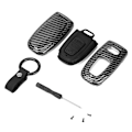 Miniatyrbillede 1 af 8: Sort Carbon Fiber Stil Fjernbetjenings Nøglehus Etui Cover Passer til A6 Q5 A5 A7