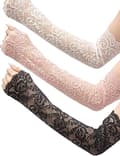 Long Fingerless Arm Warmers Thermal Black White Pink 3-pack