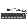 Miniatyrbillede 4 af 8: 7-Port Hub USB Docking Station Sort 480mbps med Switch til Overbelastningsstrømsbeskyttelse 7 Porte Sort