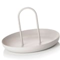 Miniatyrbilde 4 av 5: Serveringsbrett Metall Rundt Bærbart Bordplate Oppbevaringsbrett Enkel Moderne Stil med Håndtak Grå