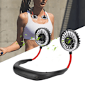 Miniatyrbilde 6 av 8: Game Sports Håndfri Vifte USB Oppladbar Hengende Nakkevifte 3 Gir Justerbar (Svart)
