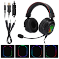 Miniatyrbillede 3 af 8: K3 Sort Rød ABS Gaming Headset RGB Hovedtelefoner til PS4/Xbox one x/Xbox one/PC/Laptop/PSP/Tablet PC/IOS/Android Sort Rød (RGB Lys)