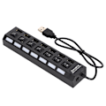 Miniatyrbillede 1 af 8: 7-Port Hub USB Docking Station Sort 480mbps med Switch til Overbelastningsstrømsbeskyttelse 7 Porte Sort