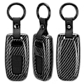Miniatyrbillede 7 af 8: Sort Carbon Fiber Stil Fjernbetjenings Nøglehus Etui Cover Passer til A6 Q5 A5 A7