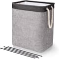 Large Laundry Hamper 50 x 41 x 31 cm, Foldable Laundry Basket with Rope Handles Storage Bin Suitable for Bedroom Laundry Room Bathroom Black+Grey