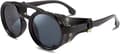 Miniatyrbild 1 av 5: Steampunk Round Sunglasses Vintage Retro Eyebrow Plastic Frame with Leather - Black