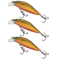 Miniatyrbild 1 av 8: 3 st Dubbla Krokar Sjunkande Tungplatta Bete Minnow Konstgjort Livsliknande Bete Fisketackel 6#