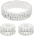 Face Wash Headband and Wristband Set - White