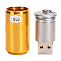 Miniatyrbillede 1 af 8: Unik Dåseformet U Disk Moderne Bærbar USB Flash Drive Messing Gul (128GB)