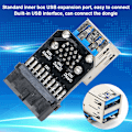 Miniatyrbild 7 av 8: 19PIN till 2-Port USB 3.0 Adapter Konverter Svart ABS Datortillbehör