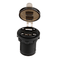 Miniatyrbilde 3 av 8: 3.1A Dobbel USB Bil Lader Strømadapter med Voltmeter DC 12V (Blå)