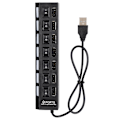 Miniatyrbilde 6 av 8: 7-Port Hub USB Dockingstasjon Svart 480mbps med Bryter for Overbelastningsbeskyttelse 7 Porter Svart