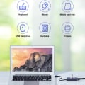 Miniatyrbilde 4 av 7: 4 i 1 USB C Hub RJ45 Gigabit Ethernet Port 3 USB Porter USB C til Ethernet Adapter med Oppbevaringshull for Bærbare Datamaskiner Nettbrett
