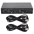Miniatyrbillede 1 af 8: 2 i 1 Udgang Switch High Definition Multimedia Interface Signalkilde Delingsenhed med Kabel