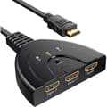 HDMI-switch, GANA guldpläterad 3-portars HDMI-switch/HDMI-splitter/Stöder Full HD1080p/3D med höghastighetskabel