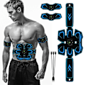 Miniatyrbillede 1 af 5: Genopladelig Muskelstimulator til Mavemuskler med 10 Gel-Puder - 6 Tilstande & 15 Intensitetsniveauer - til Mave, Arme, Ben - EMS Bodybuilding Mavemuskelstimulator