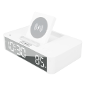 Miniatyrbilde 2 av 8: 10W Digital Vekkerklokke Ett-Knapps Løfte LED Speil Elektronisk Klokke med 10W Trådløs Lading for Soverom Kontor Hjem EN001 Hvit