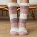 Kvinnor Vinter Sovstrumpor Tofflor Anti-halk Fleece Soc Pink And Purple