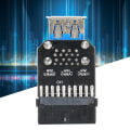 Miniatyrbillede 5 af 8: 19PIN til 2-Port USB 3.0 Adapter Konverter Sort ABS Computerudstyr Tilbehør