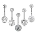 5 stk. navlepiercing barbell sæt piercingsmykker sølv