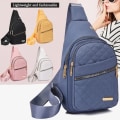 Miniatyrbilde 7 av 9: Liten Sling ryggsekk for kvinner Brystveske Svart black