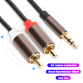 Pikkukuva 7 / 8: Audio Line Kaiutinkaapeli Tietokone Subwoofer Kaapeli Puhelinlisävaruste 2-in-1 3,5 mm Uros - 2RCA 2 metriä