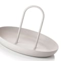 Miniatyrbilde 3 av 5: Serveringsbrett Metall Rundt Bærbart Bordplate Oppbevaringsbrett Enkel Moderne Stil med Håndtak Grå