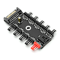 Miniatyrbilde 6 av 8: Viftehub 4-Pin PWM Integrert Strømforsyningsadapterkabel 1 til 10 Splitter for CPU-kjøling SATA-port