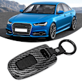 Miniatyrbillede 5 af 8: Sort Carbon Fiber Stil Fjernbetjenings Nøglehus Etui Cover Passer til A6 Q5 A5 A7